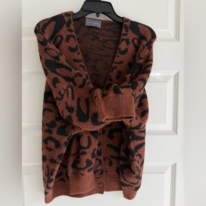 NWOT Hudson Gray Brown Leopard Print Cardigan Sweater!
